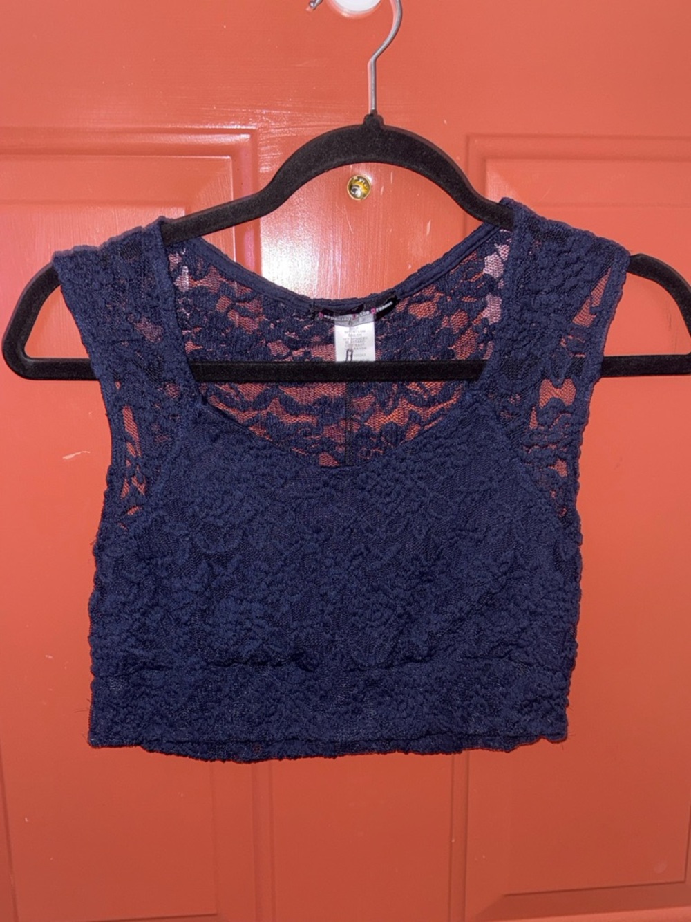 Happening in the present size medium nwt Navy Lace Crop Tank Top - Women's